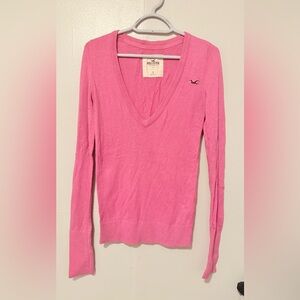 Hollister Pink V-Neck Sweater